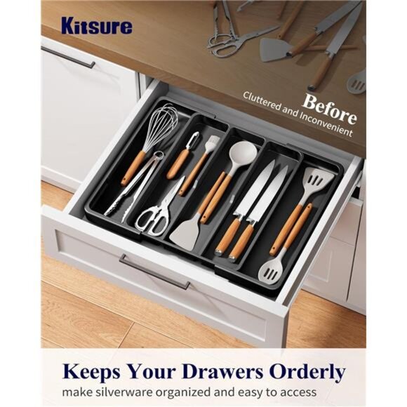 Expandable Silverware Organizer Utensil Drawer Kitchen Storage Flatware Organize - Picture 3 of 8